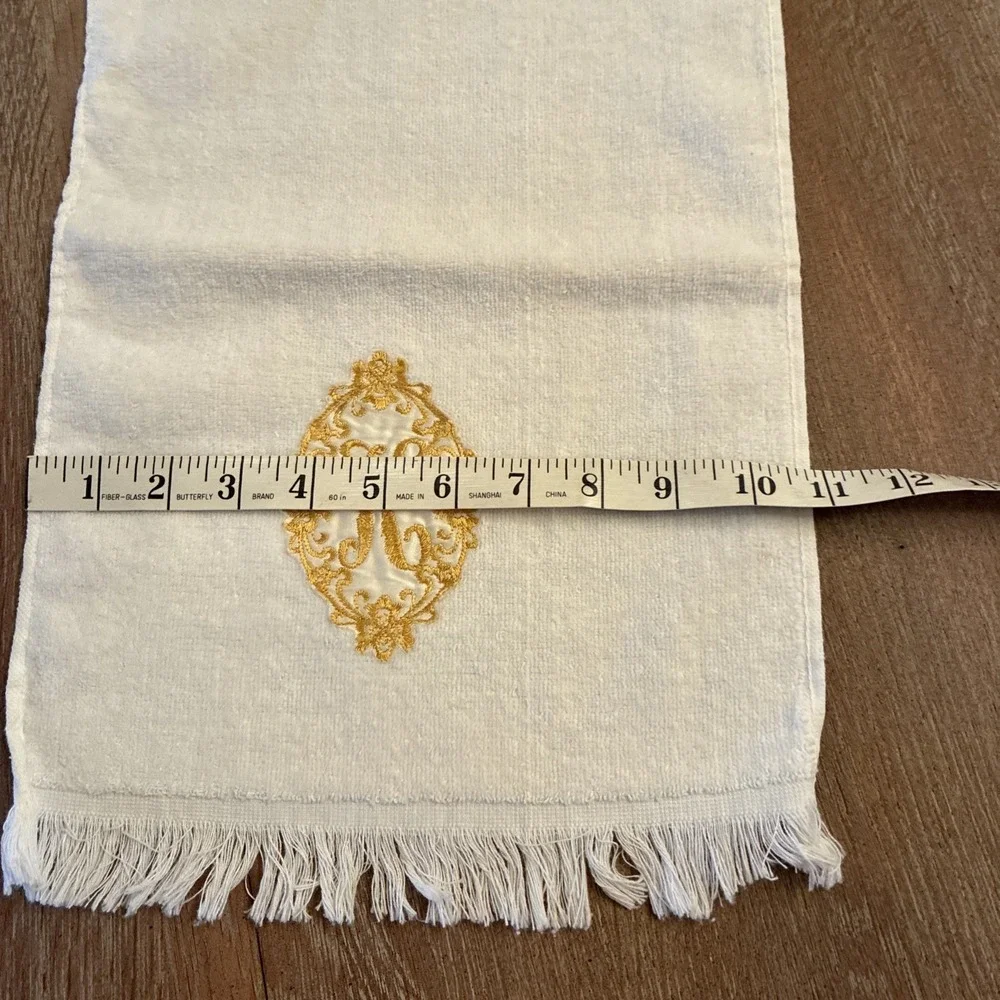 VTG Cannon Monogrammed Initial K Finger Tip Towel Lot Of 3 White With Gold